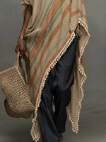 Colorful Printed Fringed Hem Top Blouse