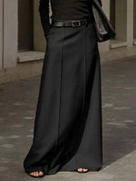 Women's Solid-color High-waisted Casual Loose Cotton Maxi Skirt