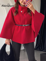 Women's Stylish Elegant Solid-color Wool Cape Coat
