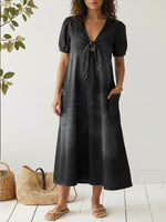 Casual Lace-up Denim Dress