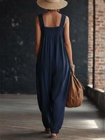 Casual Linen And Cotton Sleeveless Jumpsuit