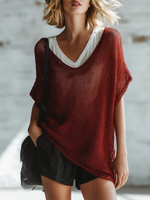 Casual & Sexy Loose-fit Open-knit Top