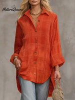 Women'sPlaid Shirt Collar Long Sleeve Casual Loose Velvet Top