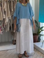 Women's Solid Color Round Neck 3/4-sleeve Casual Loose Cover-up Top & Sleeveless Loose Cotton-linen Dress Set