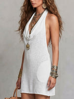 Women's Halter-neck Draped-collar Dress