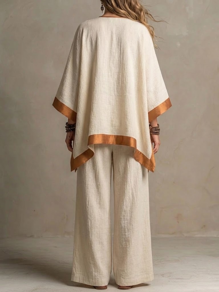 Women's Batwing Sleeve Top And Wide-leg Pants Set