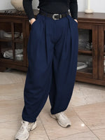 Women's Solid Color High-waisted Casual Loose Cotton Harem Pants