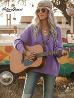 Cozy Casual V-neck Solid Color Sweater