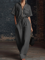 Drawstring Waist Jumpsuit - Comfortable For Everyday Wear