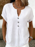 Women's Button-front V-neck Short-sleeve Shirt