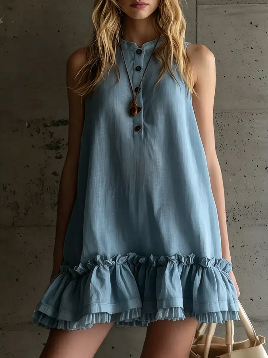 Simple Cotton And Linen Lace Dress