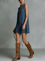 Women's Sleeveless Simple A-line Denim Dress