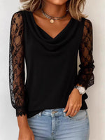 Women's Lace-trimmed Turtleneck Top