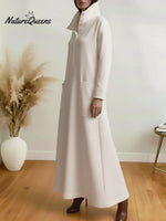 Women's Casual Solid Color Long-Sleeved Cotton Dress