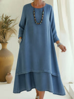 Elegant Double-layered Hem Denim Dress