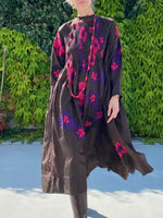 Women's Vintage-style Printed Stand-collar Long-sleeved Casual Loose Cotton Dress