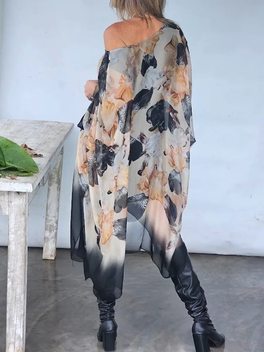 Women's Cozy And Flowing Floral Print Chiffon Top