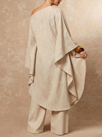 Women's Irregular Design One-shoulder Cotton And Linen Set