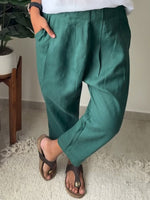 Casual Outing Button Details Linen Pants