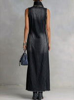 Casual Sleeveless Denim Dress With Slit