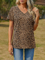Women's Leopard Print V-neck T-shirt