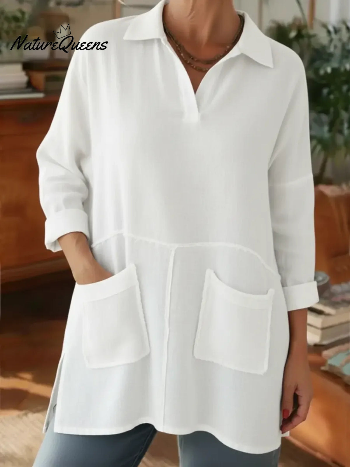 Women's Loose-fitting Casual Linen-cotton Top