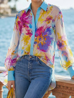 Stylish Chiffon Floral Print Shirt