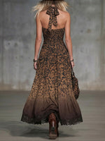 Women's Wild Leopard Print Halter-neck Sleeveless Dress