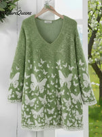 Butterfly Valley Art Print Cozy V-neck Sweater