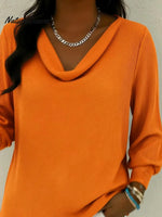 Cozy Vintage Cowl Neck Lantern Sleeve Pullover