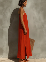 Minimalist And Elegant Solid-color Cotton-linen Slip Dress