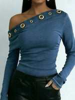 Casual And Sexy Off-the-shoulder Denim Top