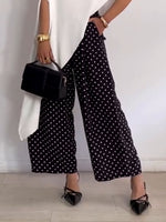 Stylish Casual Polka-dot Linen And Cotton Trousers