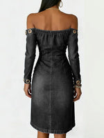 Women's Strapless Long-sleeved Casual Slim-fit Denim Dress