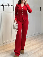 Women's Cozy Knitted Cotton Cardigan And Pants Two-piece Set