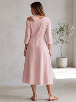 Stylish Casual V-neck Linen And Cotton Dress