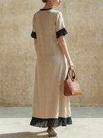 Women's Solid Color Striped Art Casual Stylish Cotton Organza Patchwork Dress