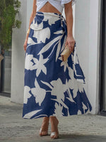 Women's Abstract Print Casual Loose Tie-waist Skirt