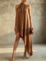 Women's Irregular Cut Sleeveless Cotton Linen Dress