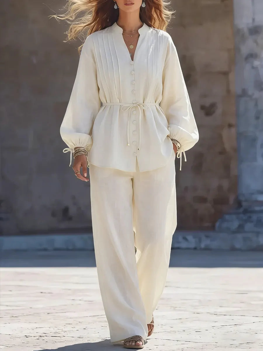 Simple And Relaxed Cotton-linen Set