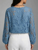 Women's Vintage Lace Swing-collar Long-sleeve Top
