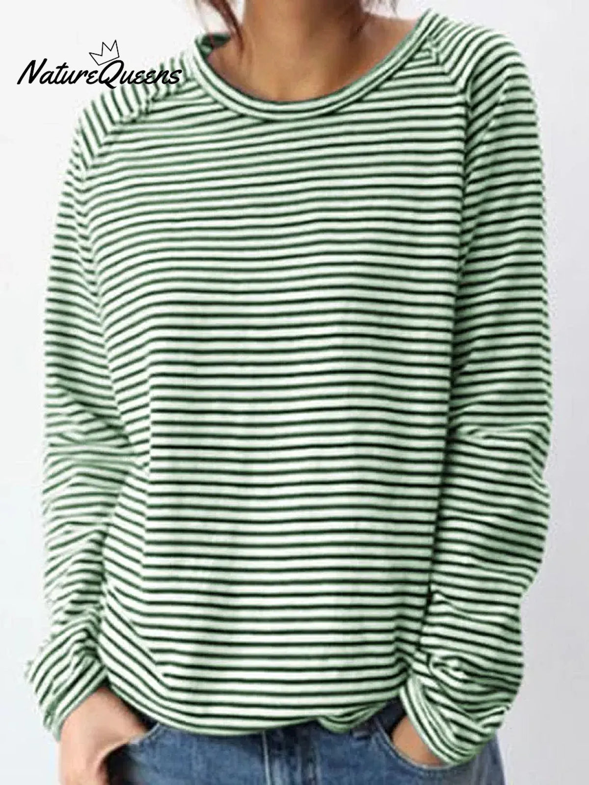 Striped Pattern Art Print Casual Cotton Sweatshirt