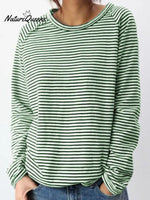 Striped Pattern Art Print Casual Cotton Sweatshirt
