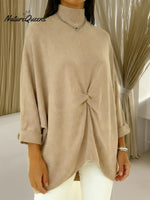 Women's Cozy Loose Asymmetrical Hem Pullover Sweater