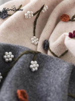 Women's Cozy Three-dimensional Embroidered And Beaded Pullover Sweater