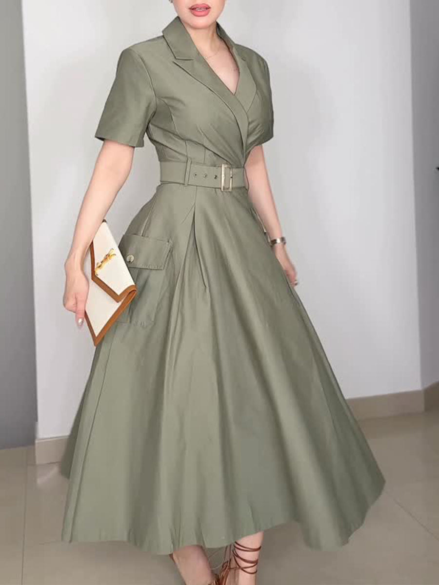 Stylish Casual Belted Waist Dress