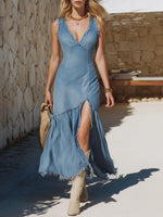 Casual & Stylish Frayed-hem Denim Dress