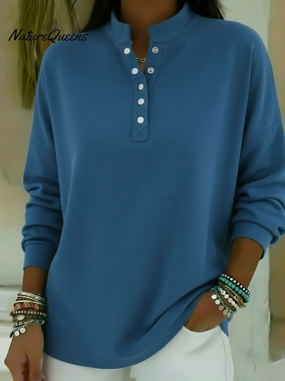 Classic Cozy Stand-collar Cotton Sweatshirt