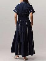 Women's V-neck Short-sleeved Casual Loose Cotton And Linen Dress