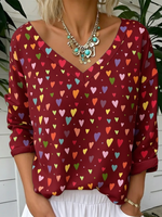 Colorful Cute Heart-print Cotton T-shirt sweatshirt